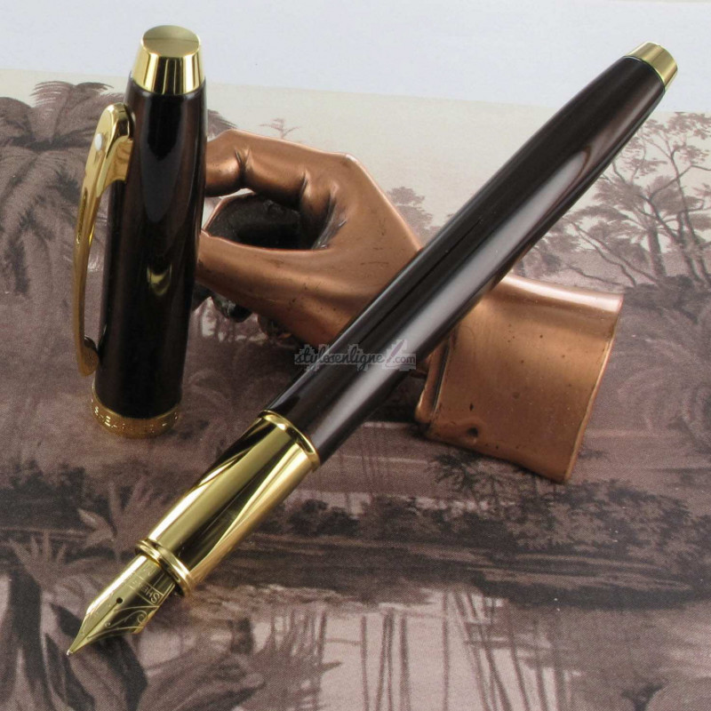 Stylo Plume Moyenne Sheaffer® "Serie 100" Laque Marron et Doré