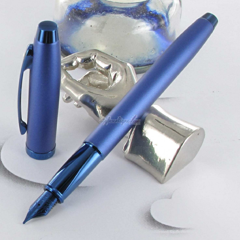 Stylo Plume (M) Sheaffer®"Serie 100" Bleu satiné et Chromé